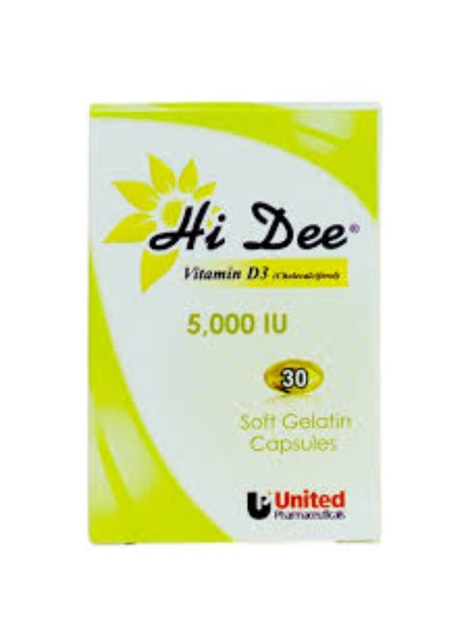 Hidee 5000 IU Vitamin D3 Capsules 30s (Cholecalciferol)