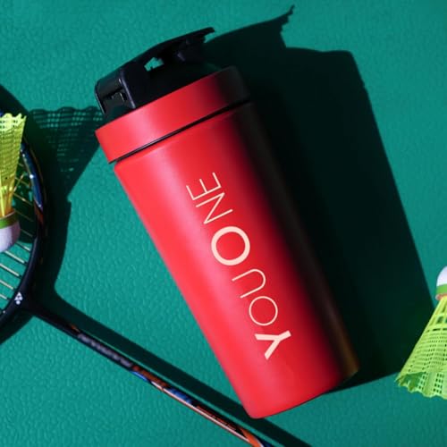 YOUONE Stainless Steel Shaker Bottles For Gym - 100% Leakproof Guarantee, Ideal For Protein, Pre Workout, Bcaas & Water Bpa Free Material (Red) - Image 4