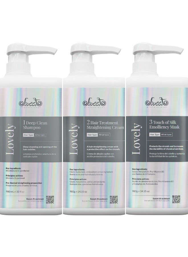 Sweet Professional Sweet Hair Professional Lovely 123 Hair Treatment 3-Step Hair Treatment System – Deep Clean Shampoo, Treatment & Silk Mask 980ml - Image 2