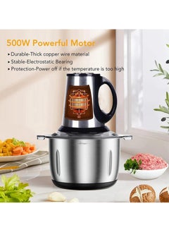 Arabest 3 Speed Electric Meat Grinder, 5L, 500W Stainless Steel Electric Food Chopper, Food Processor Machine for Meat, Vegetables, Fruits and Nuts, 5 Sharp Blades  - Image 4
