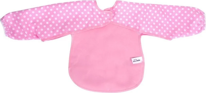 Sevi Bebe Eco Food Bib with Sleeves Art-54 Pink