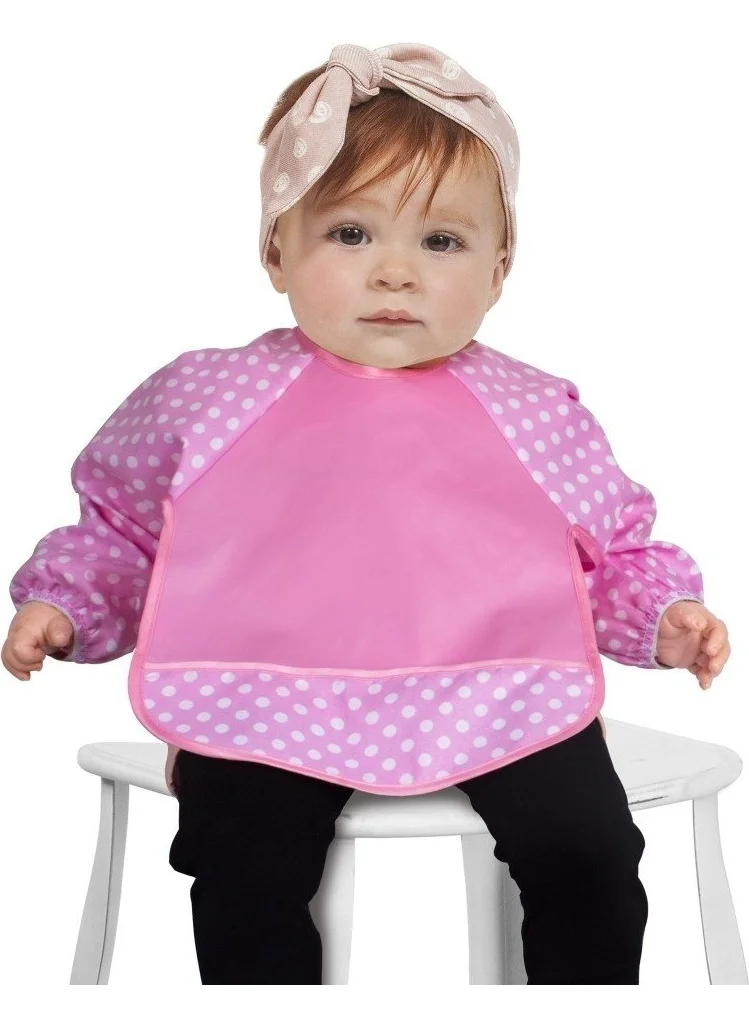 Sevi Bebe Eco Food Bib with Sleeves Art-54 Pink