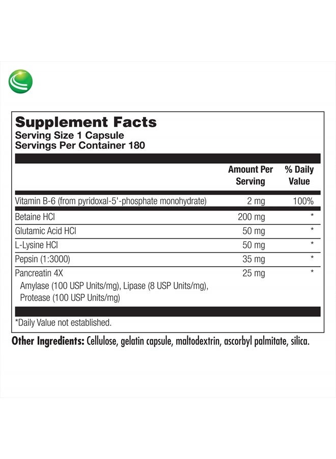 Nutra BioGenesis PanZyme - B Vitamins, Betanine HCl, and Pancreatin as Digestive Enzymes for Digestive Health - 180 Capsules - Image 5