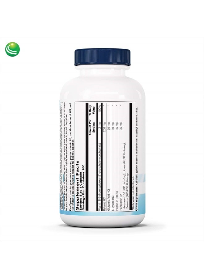 Nutra BioGenesis PanZyme - B Vitamins, Betanine HCl, and Pancreatin as Digestive Enzymes for Digestive Health - 180 Capsules - Image 2