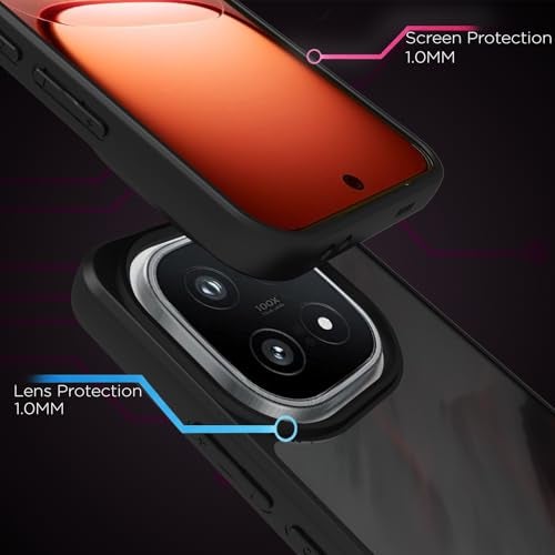 RIGGEAR Shockproof Sleek Hybrid Armor Back Cover Case for iQOO 15 5G (Smoke Black Matte PC + Black TPU Bumper) - Image 5