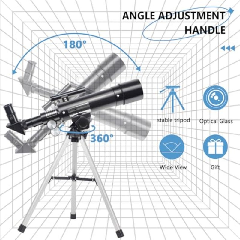 Telescope, 50mm Aperture 360mm Astronomical Refractor Telescope with 3 Eyepieces and Tripod Portable Scope - Image 4