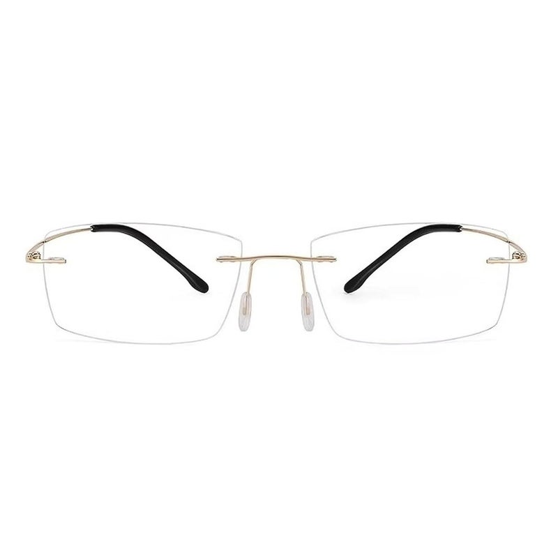 Dervin Zero Power Blue Cut Computer Bluelight Blocking Glasses For Men and Women | Anti Glare, Lightweight & Blocks Harmful Rays | Titanium Rimless Rectangular Glasses - Image 2