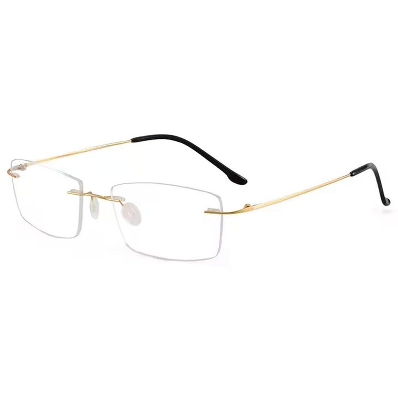 Dervin Zero Power Blue Cut Computer Bluelight Blocking Glasses For Men and Women | Anti Glare, Lightweight & Blocks Harmful Rays | Titanium Rimless Rectangular Glasses - Image 1