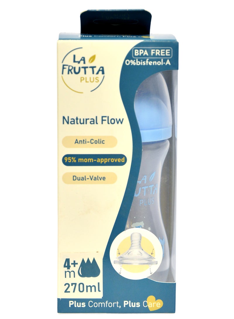 La Frutta Plus Natural Flow Bottle Anti-Colic 270ml (Blue) , BPA FREE, 0%bisfenol - (M:4+) - Image 3