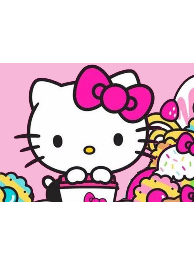 YALKIN 5D Diamond Painting Kits for Adults DIY Hello Kitty Full Round Drill (11.8x15.7 inch) Embroidery Pictures Arts Paint by Number Kits Diamond Painting Kits for Home Wall Decor - Image 1