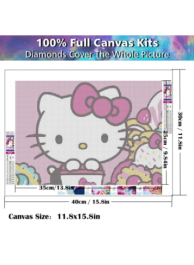 YALKIN 5D Diamond Painting Kits for Adults DIY Hello Kitty Full Round Drill (11.8x15.7 inch) Embroidery Pictures Arts Paint by Number Kits Diamond Painting Kits for Home Wall Decor - Image 2