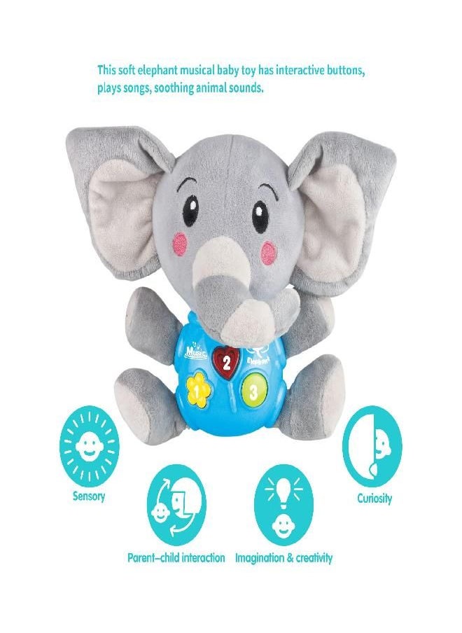 PowerTRC Plush Elephant Infant Toy | Baby Musical Toy for Kids 6 to 12 Months | Light Up Musical Fun Plushy for Kids