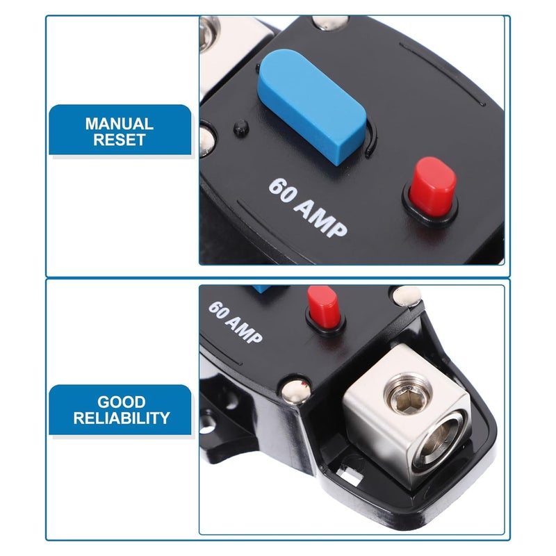 60 Amp Circuit Breaker Manual Reset for Car and Marine Use, Rv and Boat Electrical Power Supply Protection Switch - Image 3