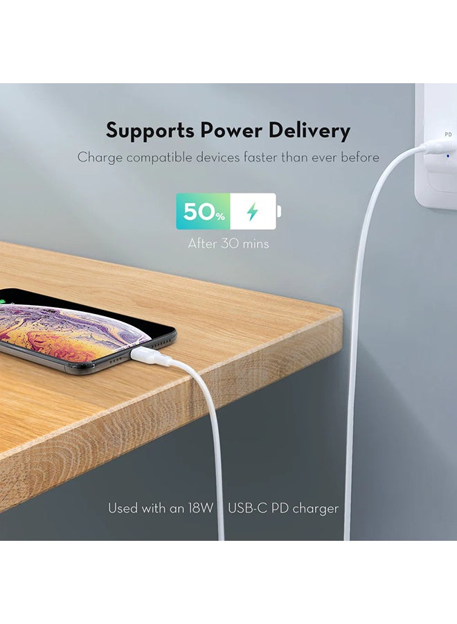 RAVPOWER MFi Certified TypeC To Lightning Charging Cable 1M White - Image 2