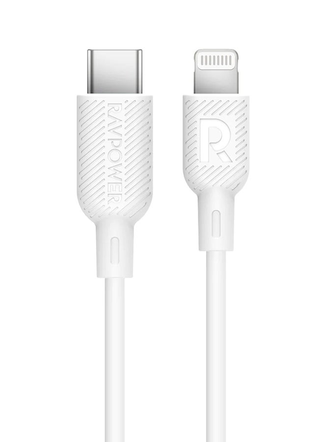 RAVPOWER MFi Certified TypeC To Lightning Charging Cable 1M White - Image 1