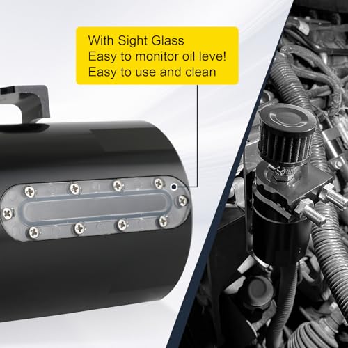 RALZAOTO Oil Catch Can Passenger Side Oil Separator Tank with Sight Glass Fit for Ford F150 5.0L/2.7EB/3.5EB 2011-2021, Raptor 3.5L Ecoboost 2017-2021, Expedition 3.5L EcoBoost 2018-2021 (WITH Breather Filter) - Image 4