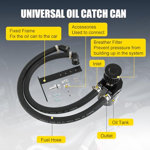 RALZAOTO Oil Catch Can Passenger Side Oil Separator Tank with Sight Glass Fit for Ford F150 5.0L/2.7EB/3.5EB 2011-2021, Raptor 3.5L Ecoboost 2017-2021, Expedition 3.5L EcoBoost 2018-2021 (WITH Breather Filter) - Image 5