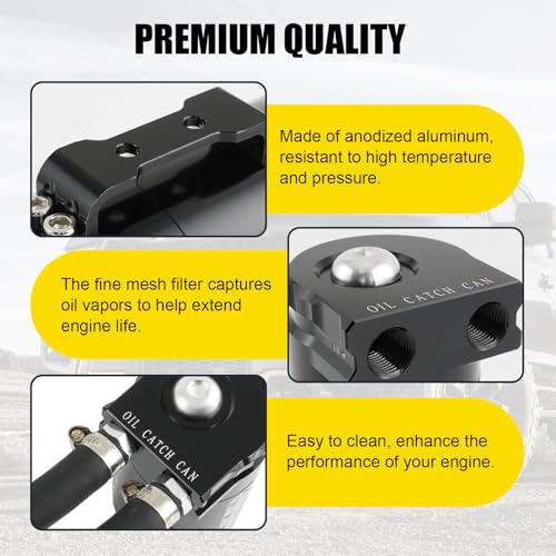 RALZAOTO Oil Catch Can Passenger Side Oil Separator Tank with Sight Glass Fit for Ford F150 5.0L/2.7EB/3.5EB 2011-2021, Raptor 3.5L Ecoboost 2017-2021, Expedition 3.5L EcoBoost 2018-2021 (WITH Breather Filter) - Image 3