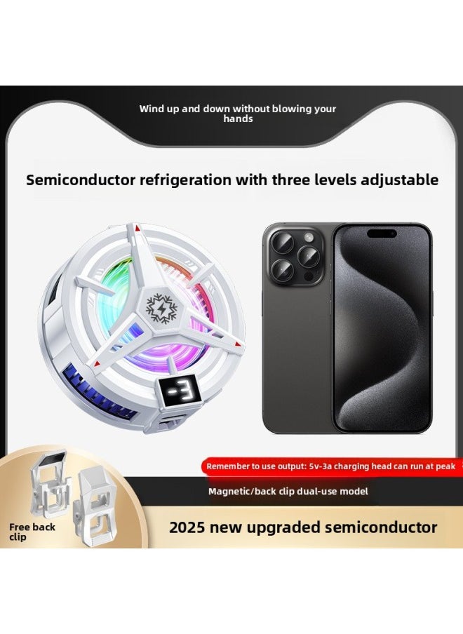 Magnetic Absorption Semiconductors Mobile Phone Heat Sink TL07 Ice Forming Digital Display Model Light Switching Cooling Tool-Product Color:Black [digital Display Icing Back Clip]]