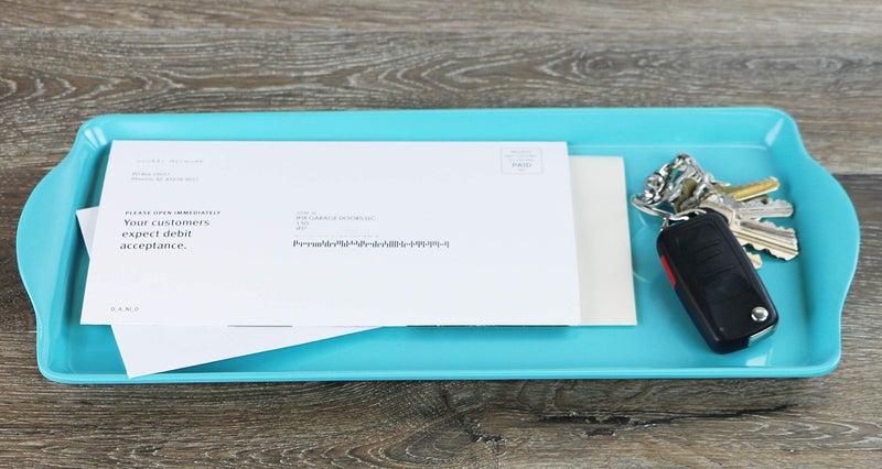 Reston Lloyd Melamine Plastic Tidbit Tray  BPA-Free  Food Safe  Multipurpose Platter Serving Tray  Bathroom/Table Organizer  Turquoise - Image 5