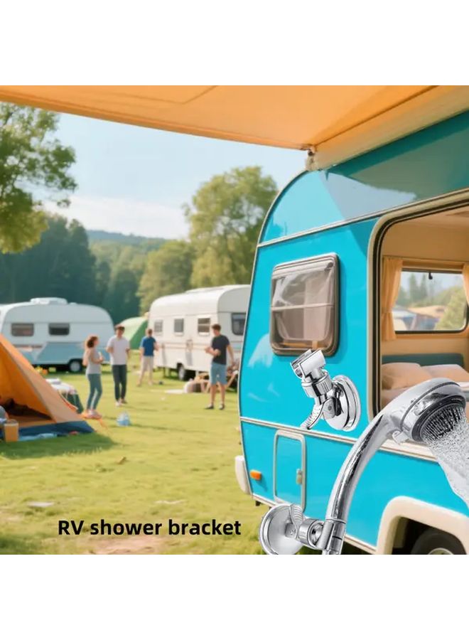 360 Adjustable Self Adhesive Shower Head Holder Suction Cup Mount Silvery ABS For RV Outdoor - Image 2