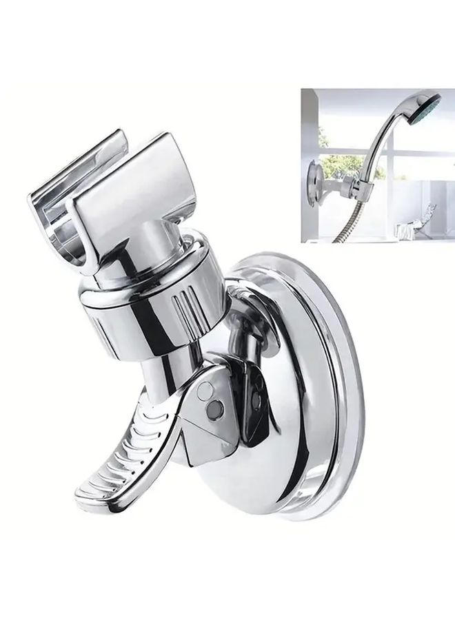 360 Adjustable Self Adhesive Shower Head Holder Suction Cup Mount Silvery ABS For RV Outdoor - Image 1