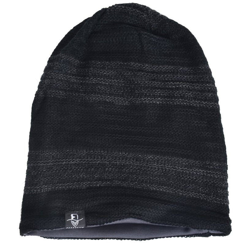 VECRY Mens Slouchy Beanie Knit Skull Cap Long Baggy Hip-hop Winter Summer Hat B305 (Retro-Black&Dgrey) - Image 2