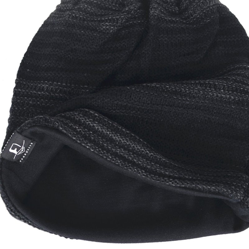 VECRY Mens Slouchy Beanie Knit Skull Cap Long Baggy Hip-hop Winter Summer Hat B305 (Retro-Black&Dgrey) - Image 3