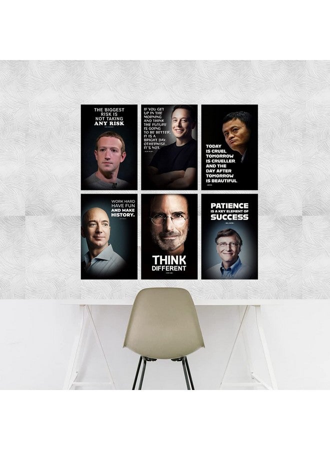 INDOART NET Motivational Wall Posters and Inspirational Quotes of Steve Jobs, Bill Gates, Elon Musk, Jack Ma, Mark Zuckerberg, Jeff Bezos Paper Print for Office, Home (Multicolour, 18X12) Pack of 06 - Image 2