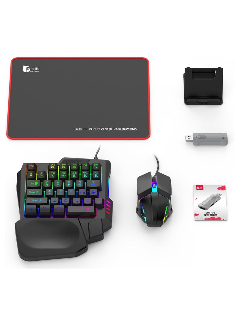 5 in 1 X8 pro PUBG Controller Gaming Keyboard Mouse Converter, Android, Harmony OS, Samsung Exynos system dedicated(Not for IOS), Mouse  Keyboard Combo Pack for FPS Mobile Games - Image 1