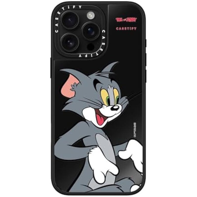 Casetify Mirror Case for iPhone 16 Pro Max 【Tom and Jerry Colab/Reflective / 4.9ft Drop Protection/Compatible with Magsafe】 - Tom Character - Black on Black - Image 1