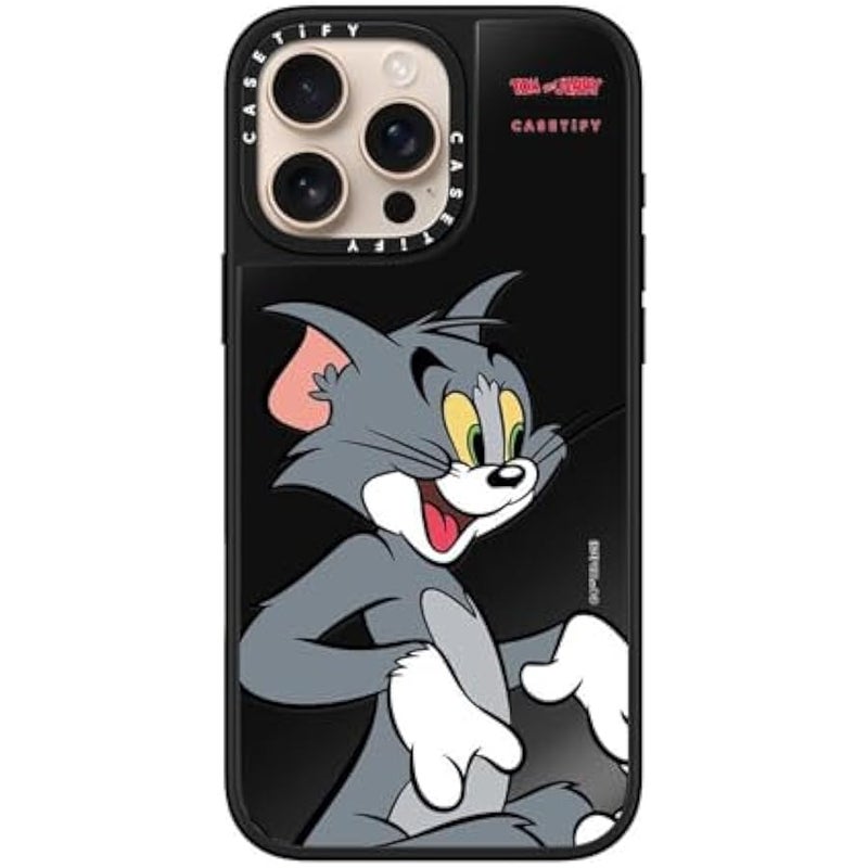 Casetify Mirror Case for iPhone 16 Pro Max 【Tom and Jerry Colab/Reflective / 4.9ft Drop Protection/Compatible with Magsafe】 - Tom Character - Black on Black - Image 3