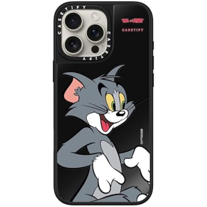 Casetify Mirror Case for iPhone 16 Pro Max 【Tom and Jerry Colab/Reflective / 4.9ft Drop Protection/Compatible with Magsafe】 - Tom Character - Black on Black - Image 2