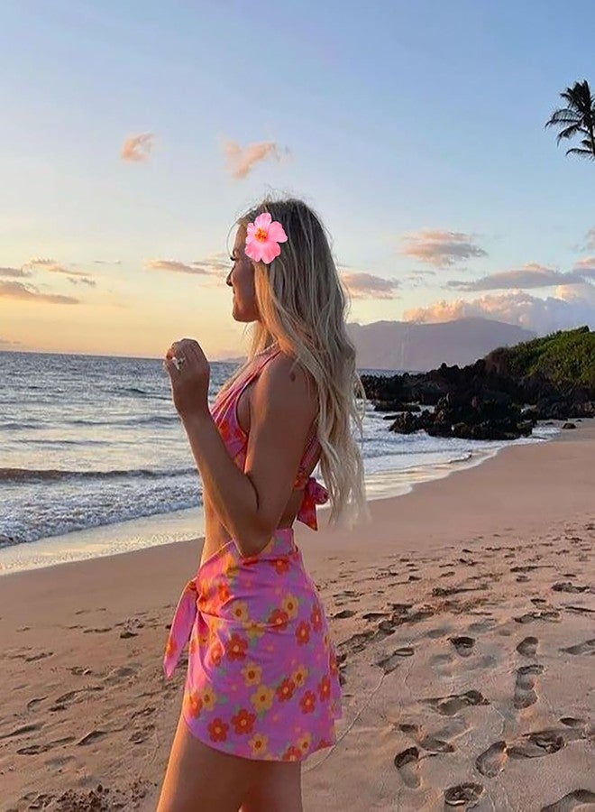 TEBIEKOY مجموعة مشابك شعر من TEBIEKOY مكونة من 3 قطع، بتصميم زهور هاواي، للنساء، مشبك شعر بلوميريا هيبيسكوس، مشابك زهور صناعية بطول 3.5 بوصة، مثالية لحفلات الشاطئ والعطلات - Image 5