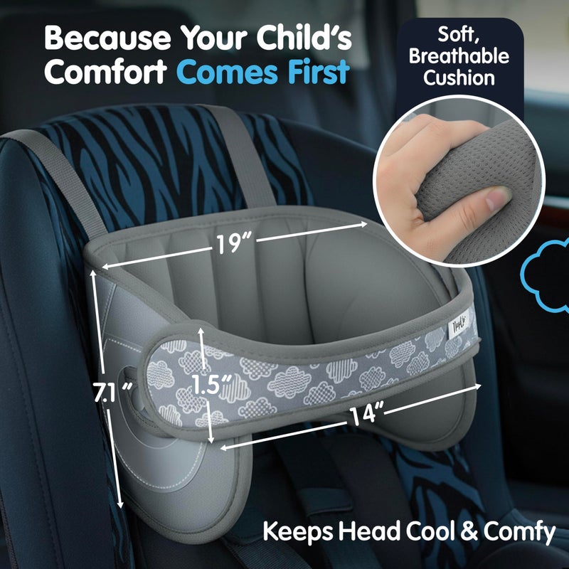 NapUp Adjustable Head Support for Car Seat â€“ Patented & Crash-Tested Anti-Bobbing Head Holder Strap, Comfortable Sleep Solution - Breathable Fabric, Kids Travel Accessories - Ages 2+ - Dark Blue - Image 5
