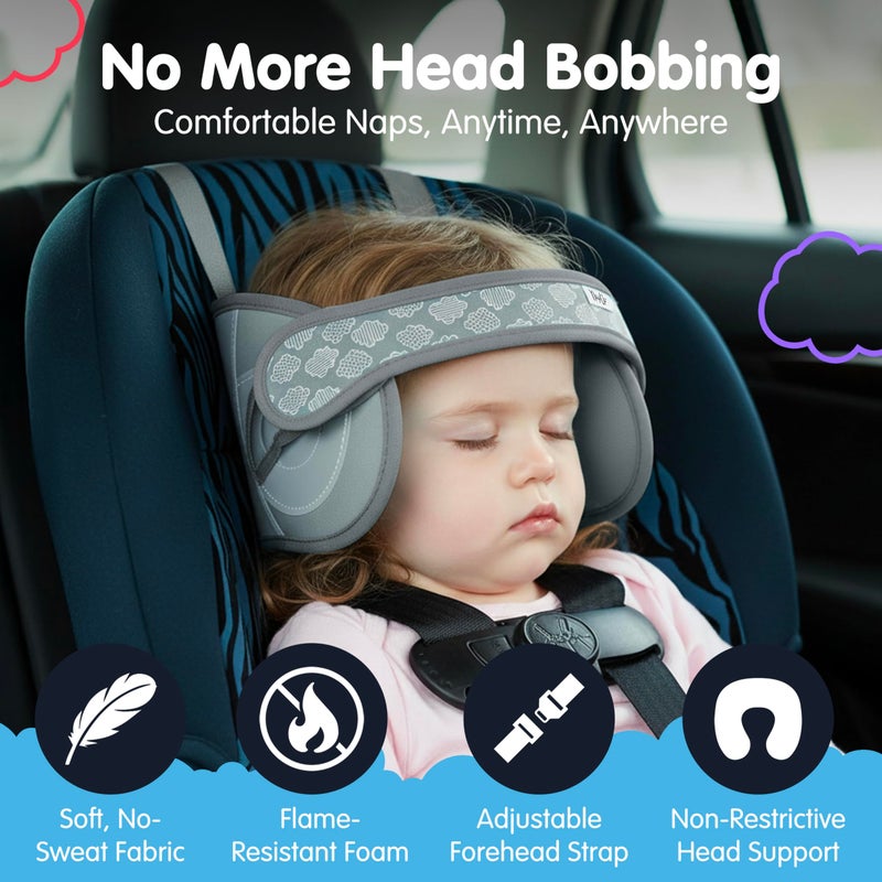 NapUp Adjustable Head Support for Car Seat â€“ Patented & Crash-Tested Anti-Bobbing Head Holder Strap, Comfortable Sleep Solution - Breathable Fabric, Kids Travel Accessories - Ages 2+ - Dark Blue - Image 3