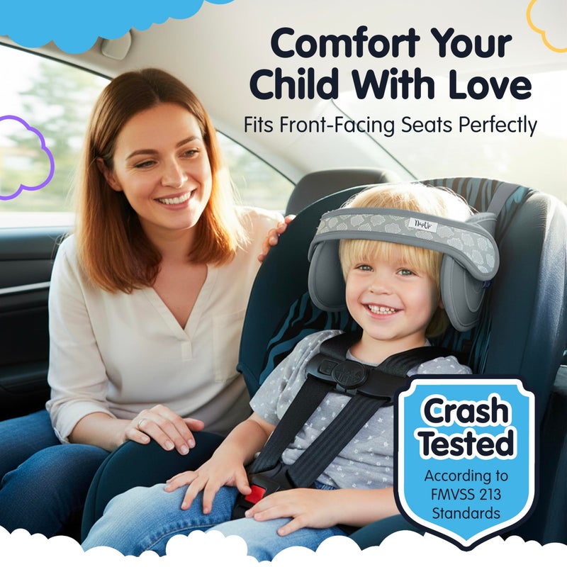 NapUp Adjustable Head Support for Car Seat â€“ Patented & Crash-Tested Anti-Bobbing Head Holder Strap, Comfortable Sleep Solution - Breathable Fabric, Kids Travel Accessories - Ages 2+ - Dark Blue - Image 2