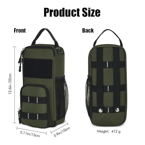 LAKE OF FIRE 12.6" Small Tool Bag Pouch for Men with Multiple Pockets, Waterproof Heavy Duty Tool Bag Organizer with Zipper and Portable Handle (Green) - Image 2