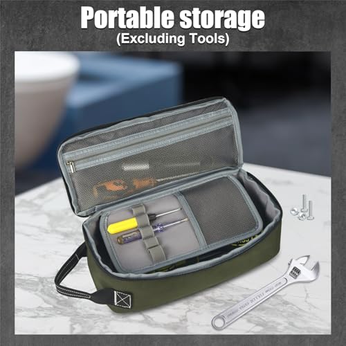 LAKE OF FIRE 12.6" Small Tool Bag Pouch for Men with Multiple Pockets, Waterproof Heavy Duty Tool Bag Organizer with Zipper and Portable Handle (Green) - Image 5