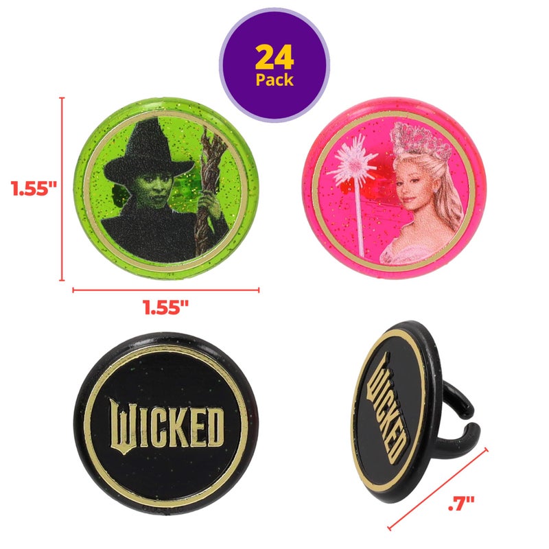 DecoPac Wicked Cupcake Rings With Glinda And Elphaba  24 Cupcake Toppers For Cakes  Birthday's  Celebrations  Food Safe Cake Decorations - 24 Pack  - Image 3