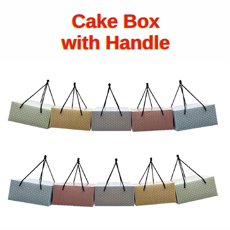 TRIACE Multi Coloured Cake Box Suitable for Cakes Pastries Cookies Cupcakes Brownies Chocolates Cardboard Gift Packaging Box Size CAKE BOX 8 x 8 x 4 Pack of 10 - Image 4