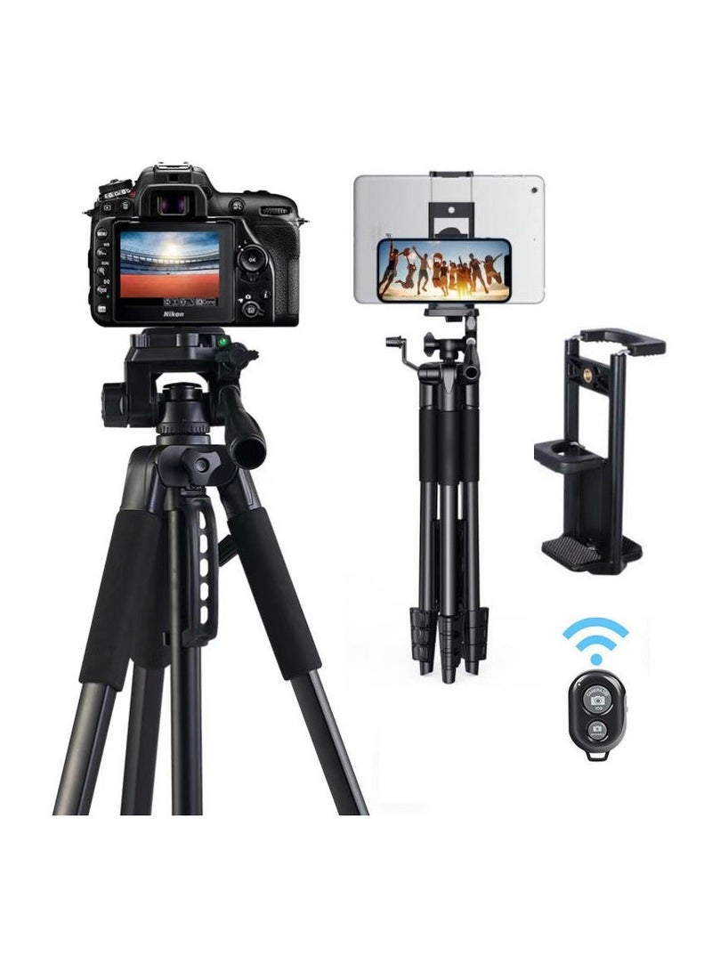 Foldable Aluminum Tripod with Remote Control and Gimbal for Projector/DSLR Camera/Phone - Image 1