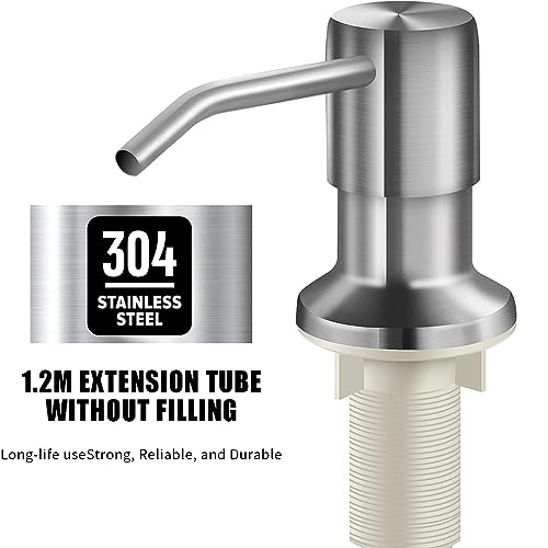 HANNEA® Soap Dispenser for Kitchen Sink With 47 Inches Tube Fixed HandWash Dispensers Pump Stainless Steel 360 ° Rotatable Press Down Soap Dispenser for Lotion, Body Wash, Hand Soap, Shampoo - Image 5