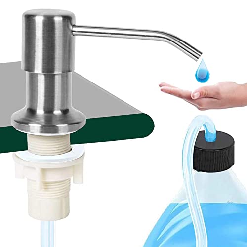 HANNEA® Soap Dispenser for Kitchen Sink With 47 Inches Tube Fixed HandWash Dispensers Pump Stainless Steel 360 ° Rotatable Press Down Soap Dispenser for Lotion, Body Wash, Hand Soap, Shampoo - Image 1