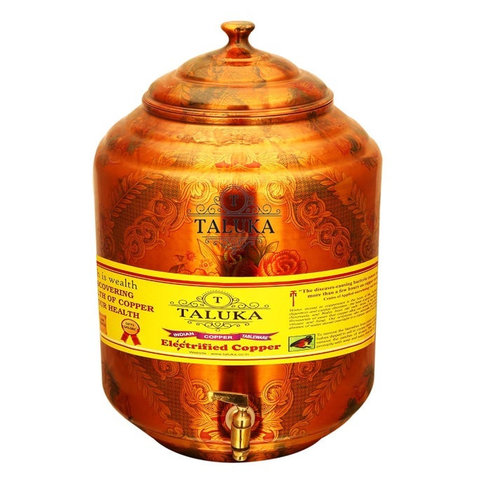 COPPER WATER POT DISPENSER MATKA 17 LITER 7 X 155 BROWN