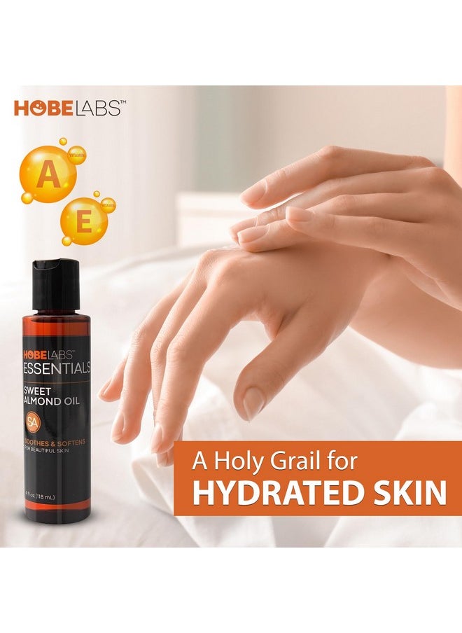 Hobe Labs - Sweet Almond Oil 4 Ozskin Soothing Properties Effective Emollient Improves Skin Health Fights Puffiness And Dark Circles Nongreasy Formula - Image 1