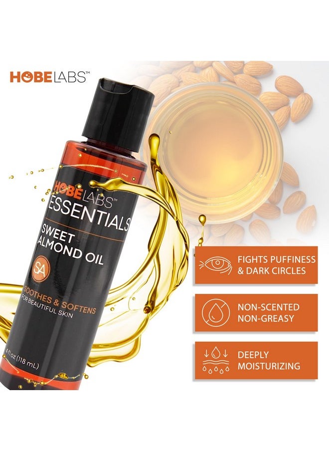 Hobe Labs - Sweet Almond Oil 4 Ozskin Soothing Properties Effective Emollient Improves Skin Health Fights Puffiness And Dark Circles Nongreasy Formula - Image 1