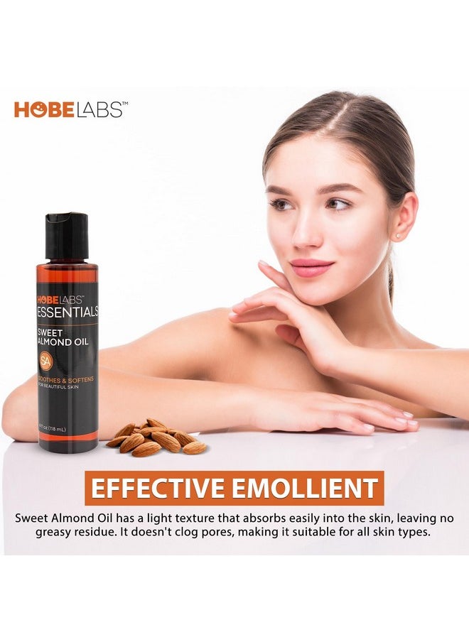 Hobe Labs - Sweet Almond Oil 4 Ozskin Soothing Properties Effective Emollient Improves Skin Health Fights Puffiness And Dark Circles Nongreasy Formula - Image 1