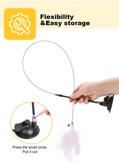 URbazaar Cat Feather Toys,Cat Wand Toy with Powerful Suction Cup,Interactive Cat Toy Detachable Feather Replacements with Bell for Indoor Cats （2 Extra Feathers）  - Image 3