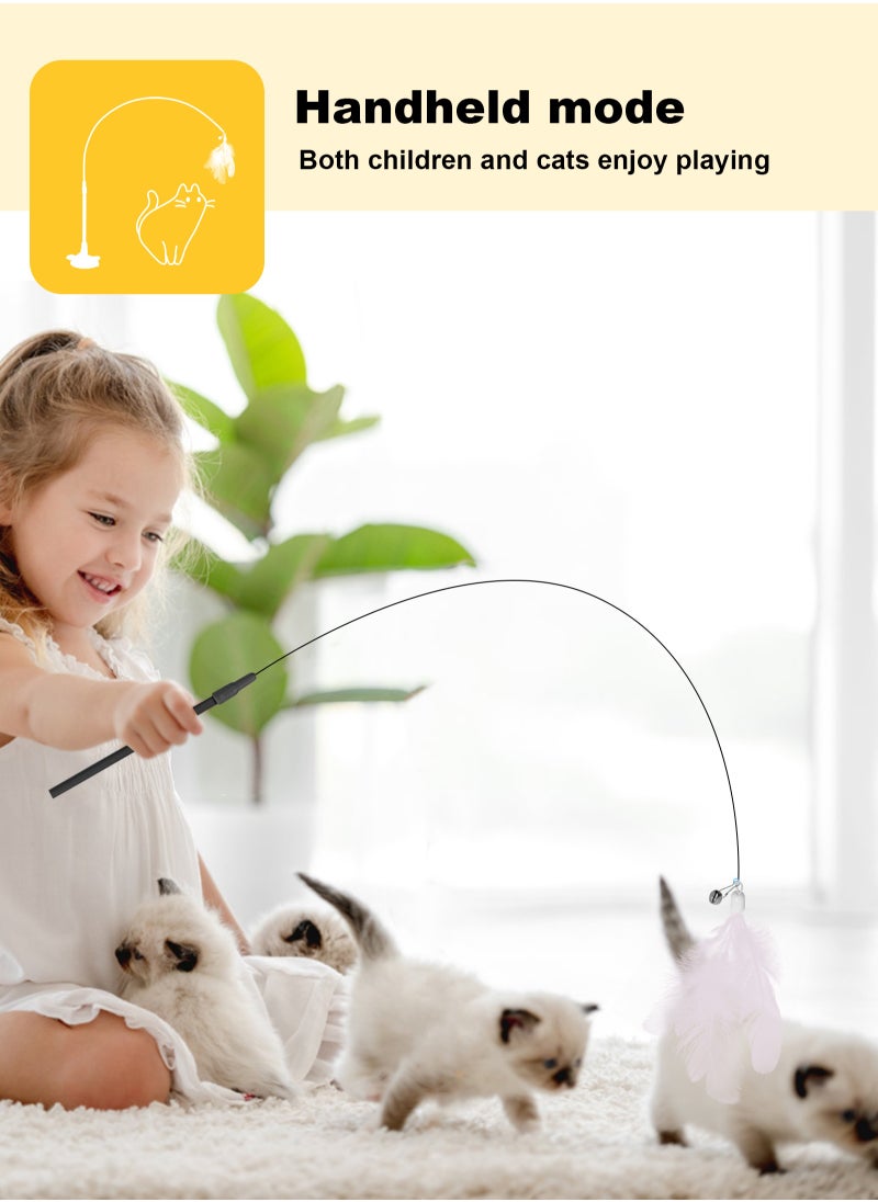URbazaar - Cat Feather Toys,Cat Wand Toy with Powerful Suction Cup,Interactive Cat Toy Detachable Feather Replacements with Bell for Indoor Cats （2 Extra Feathers） - Image 1